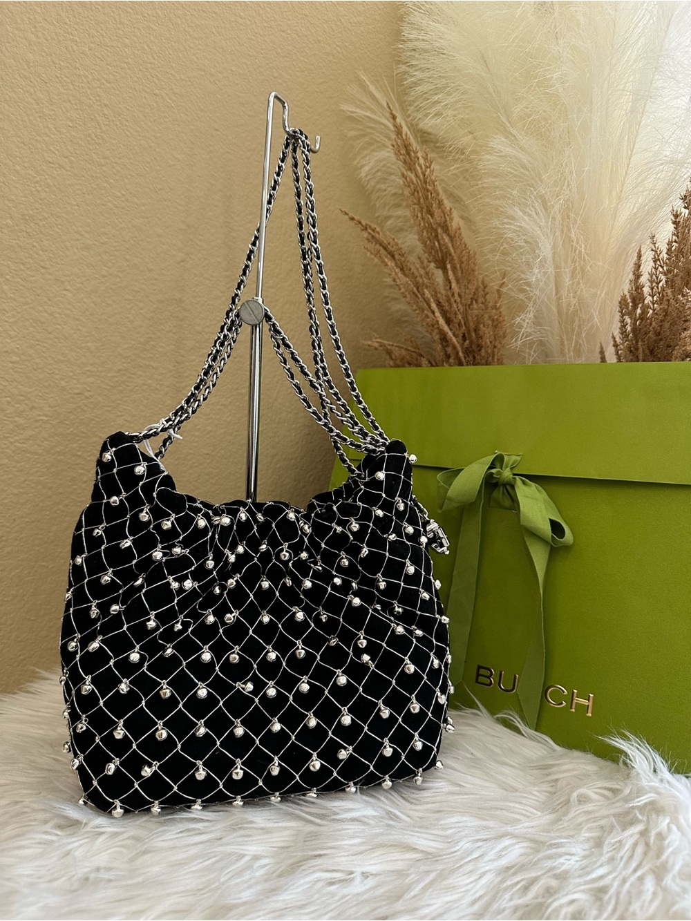 Tory Burch Fleming Mini Bell Embellished Suede Crossbody Bag